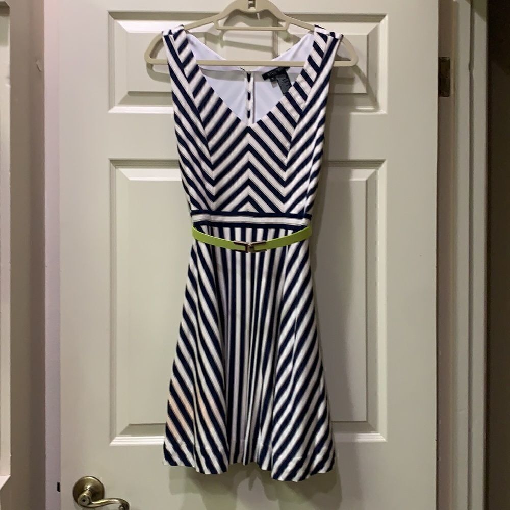 Etcetera Sz 4 striped dress free with lime skinny belt purchase- see below